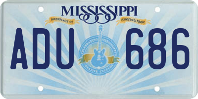 MS license plate ADU686