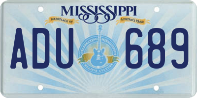 MS license plate ADU689