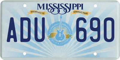 MS license plate ADU690