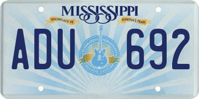 MS license plate ADU692