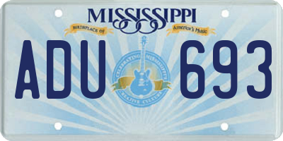 MS license plate ADU693