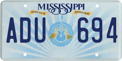 MS license plate ADU694