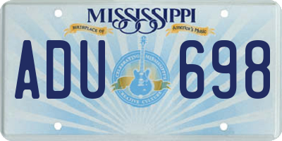 MS license plate ADU698