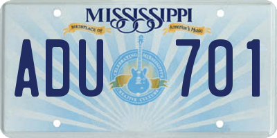 MS license plate ADU701