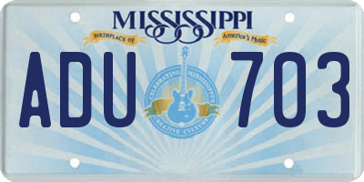 MS license plate ADU703