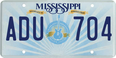 MS license plate ADU704