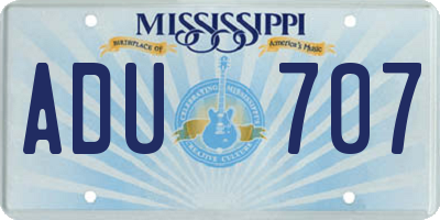 MS license plate ADU707