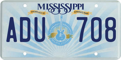 MS license plate ADU708