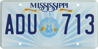 MS license plate ADU713