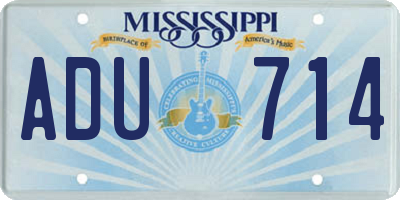 MS license plate ADU714