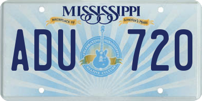 MS license plate ADU720