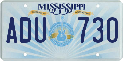 MS license plate ADU730