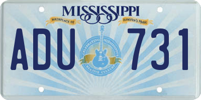 MS license plate ADU731
