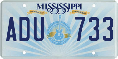 MS license plate ADU733