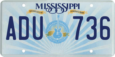 MS license plate ADU736