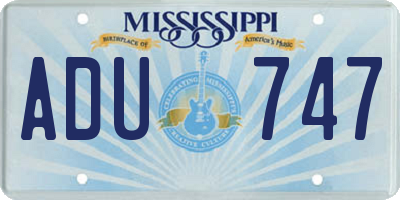 MS license plate ADU747