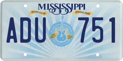 MS license plate ADU751