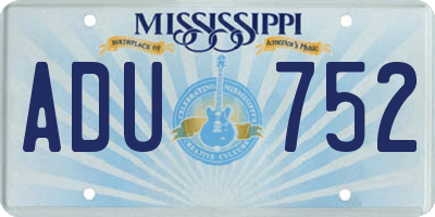 MS license plate ADU752