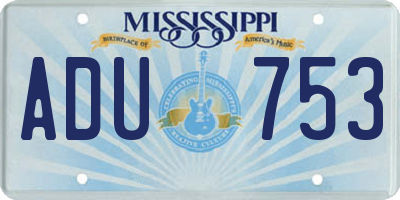 MS license plate ADU753