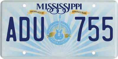 MS license plate ADU755