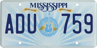 MS license plate ADU759