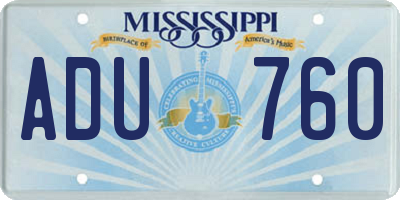 MS license plate ADU760