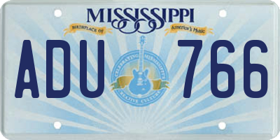 MS license plate ADU766