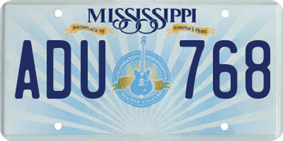 MS license plate ADU768