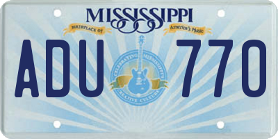 MS license plate ADU770