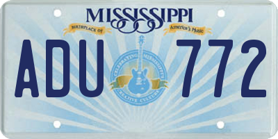 MS license plate ADU772