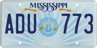 MS license plate ADU773