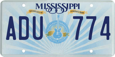 MS license plate ADU774