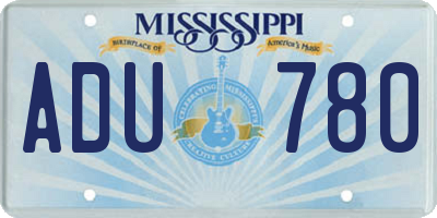 MS license plate ADU780