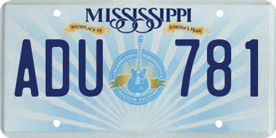 MS license plate ADU781