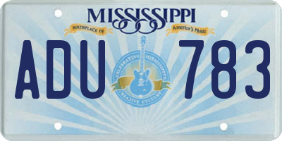 MS license plate ADU783