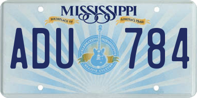 MS license plate ADU784