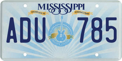 MS license plate ADU785