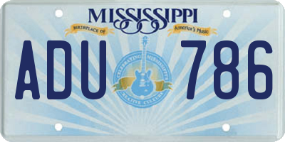 MS license plate ADU786