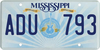 MS license plate ADU793