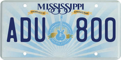 MS license plate ADU800