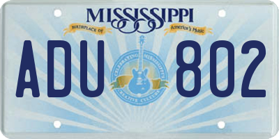 MS license plate ADU802