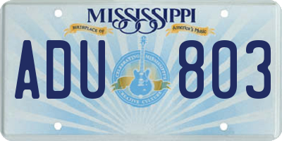 MS license plate ADU803