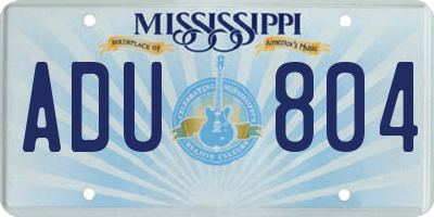 MS license plate ADU804