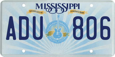 MS license plate ADU806
