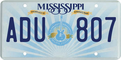 MS license plate ADU807