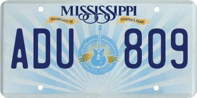 MS license plate ADU809