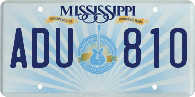 MS license plate ADU810