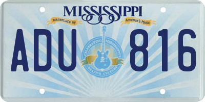 MS license plate ADU816