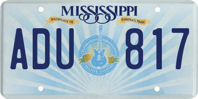 MS license plate ADU817