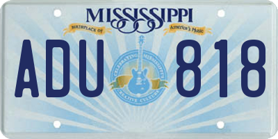 MS license plate ADU818